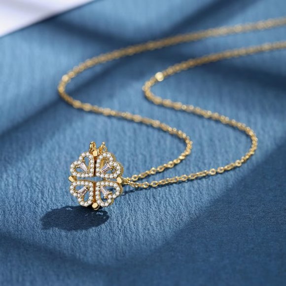 Clover Necklace | 18K Gold / Platinum Coated 925 Silver | Lucky Four Leaf Clover - Picture 2 of 8